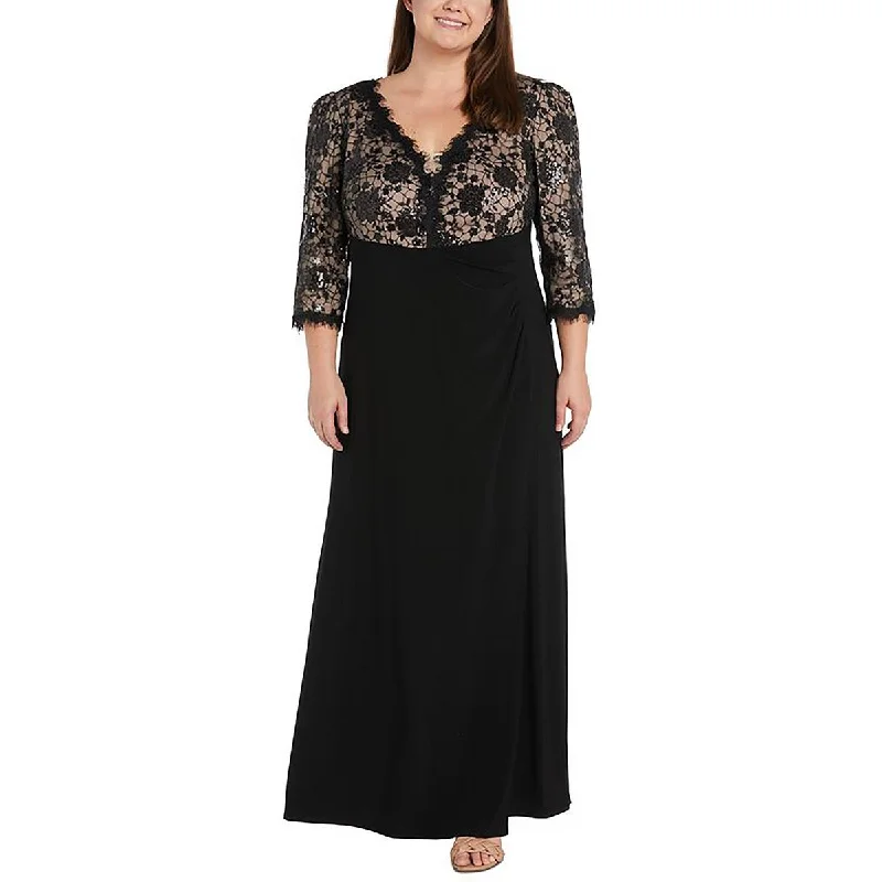 Plus Womens Lace Sequined Evening Dress