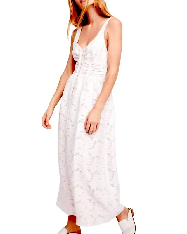 Fresh As A Daisy Embroidered Maxi Dress In Pale Pink