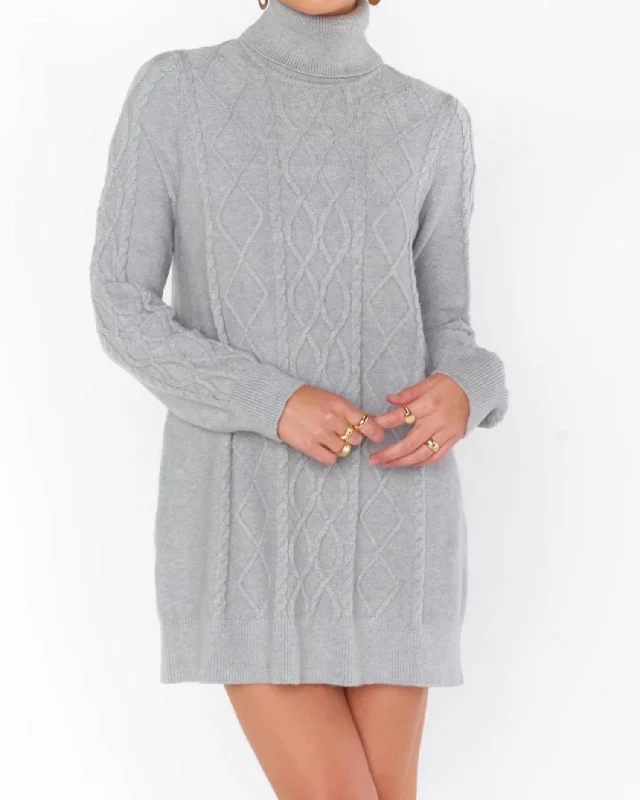 Montreal Mini Dress In Grey Cable Knit