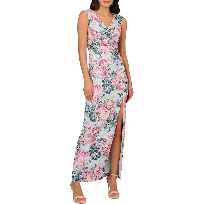 Womens Jacquard Floral Evening Dress