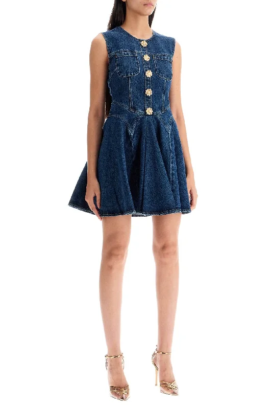 Self Portrait 'mini Denim Dress With Jewel Buttons'