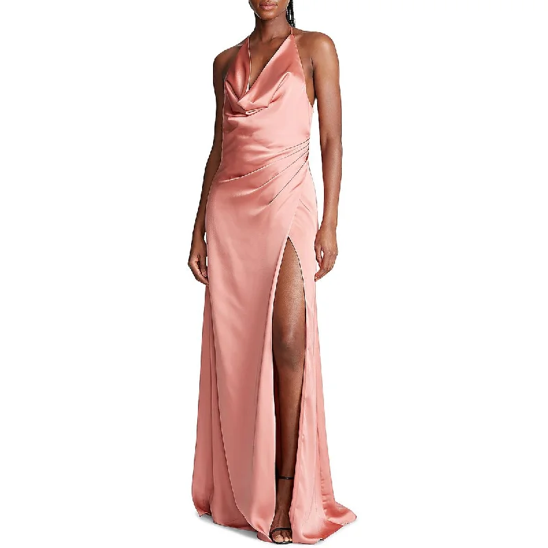 Sutton Womens Satin Drapey Evening Dress