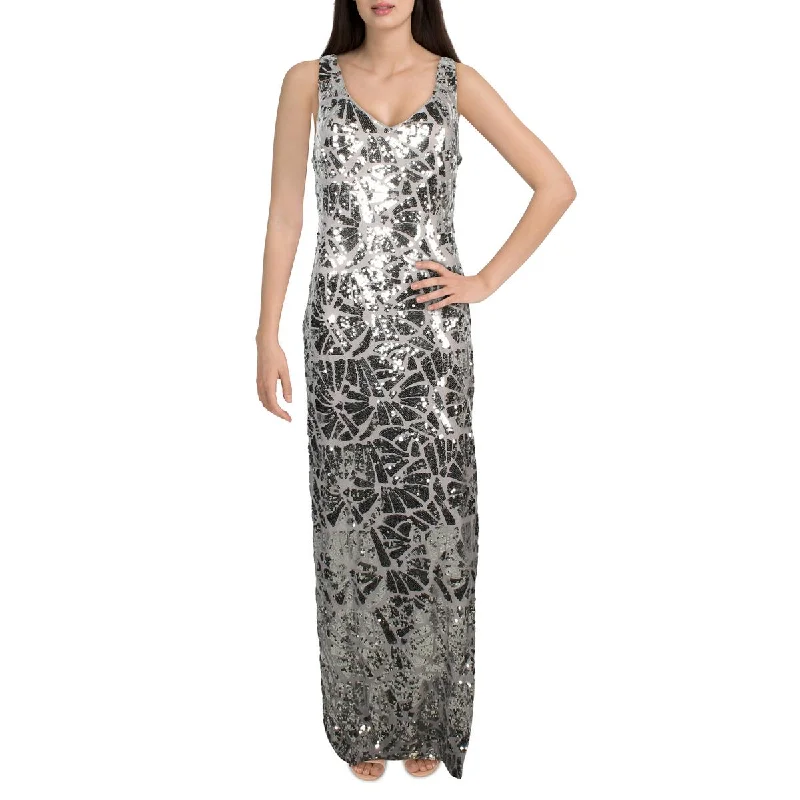 Womens Sequined Maxi Evening Dress