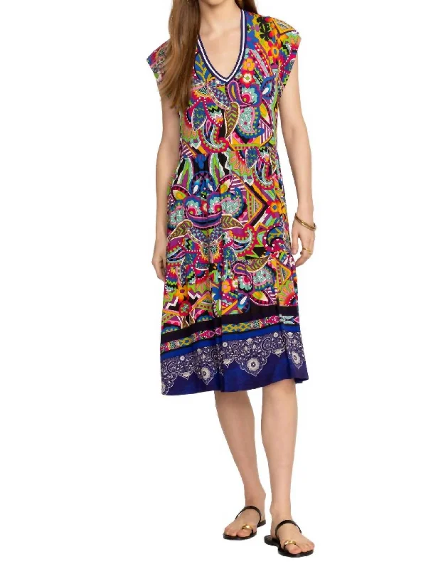 Floral Midi Dress In Multi