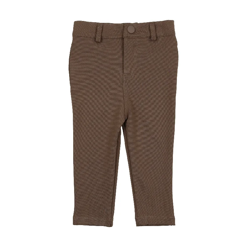 Lil Legs Knit Boys Stretch Pants - Mushroom