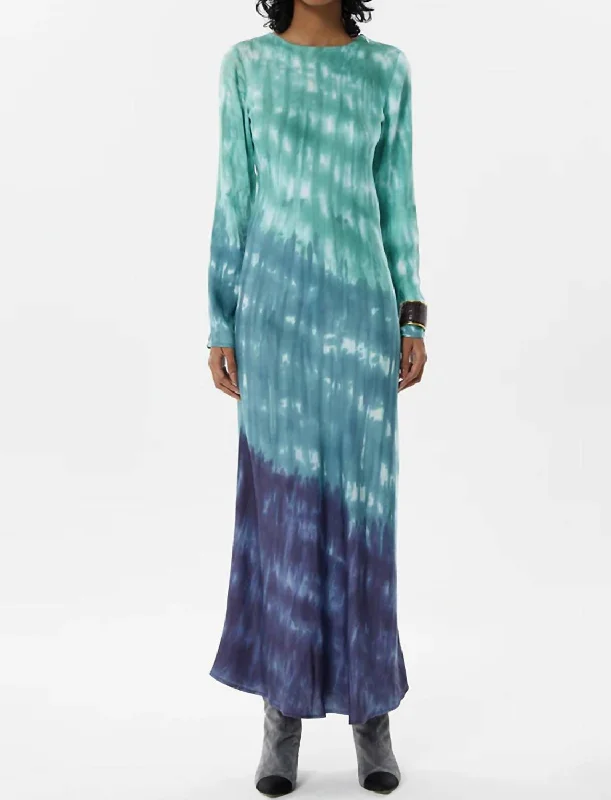 Carranza Catia Long Dress In Green Hue Tie Dye