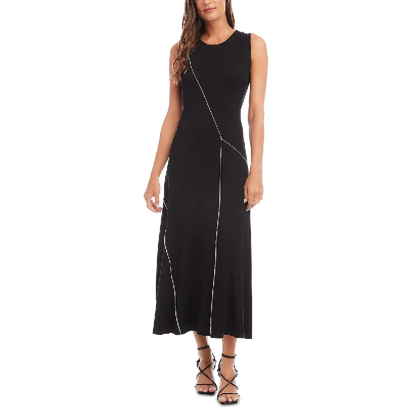 Womens Embroidered Boatneck Maxi Dress