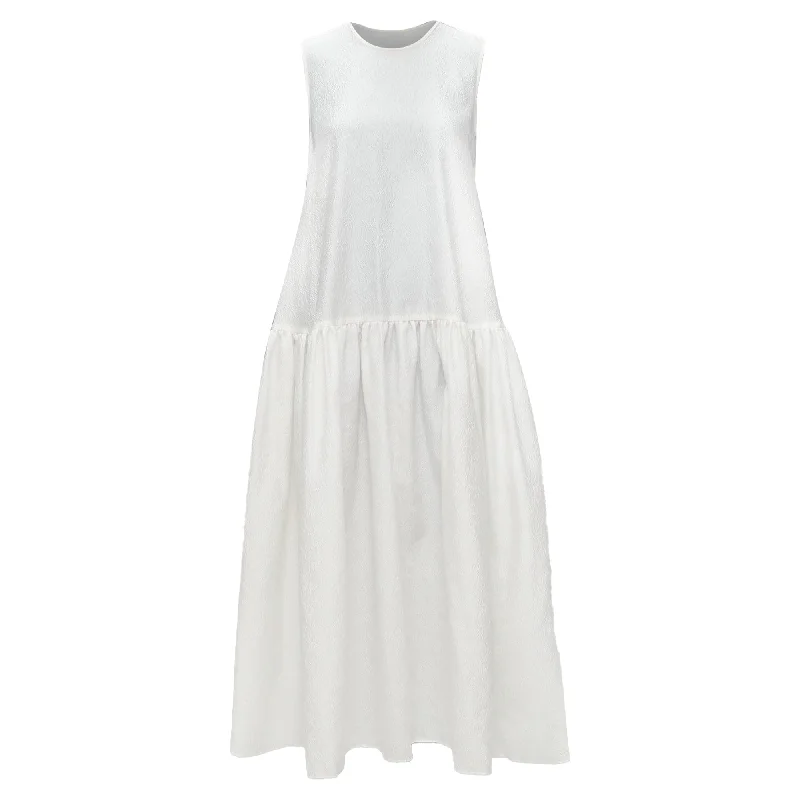 Cecilie Bahnsen Silk Blend Jacquard Sleeveless Babydoll Midi Dress