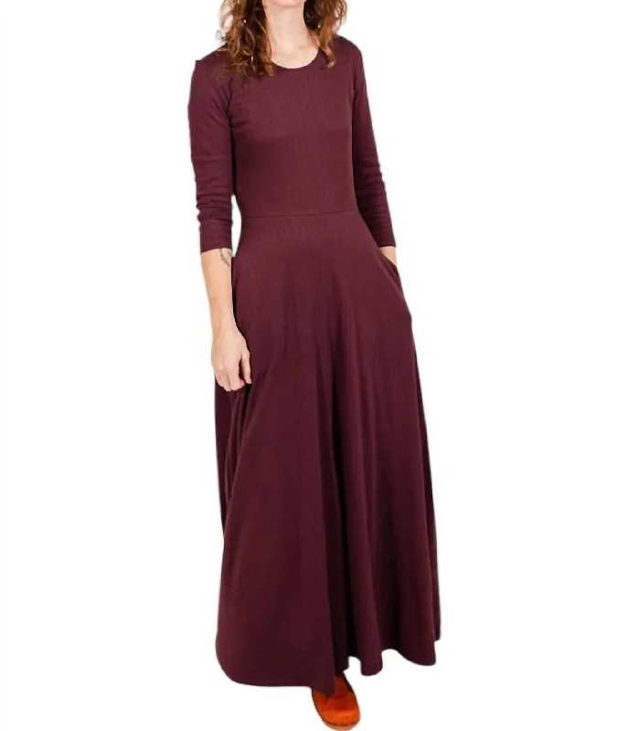 Mumbai Maxi Dress In Eggplant Rib Knit