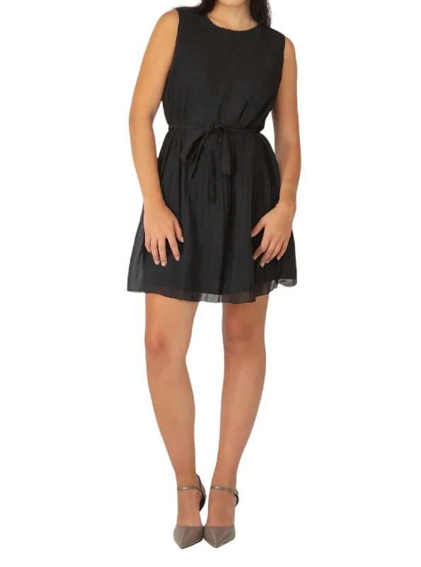 Pleated Mini Dress In Black