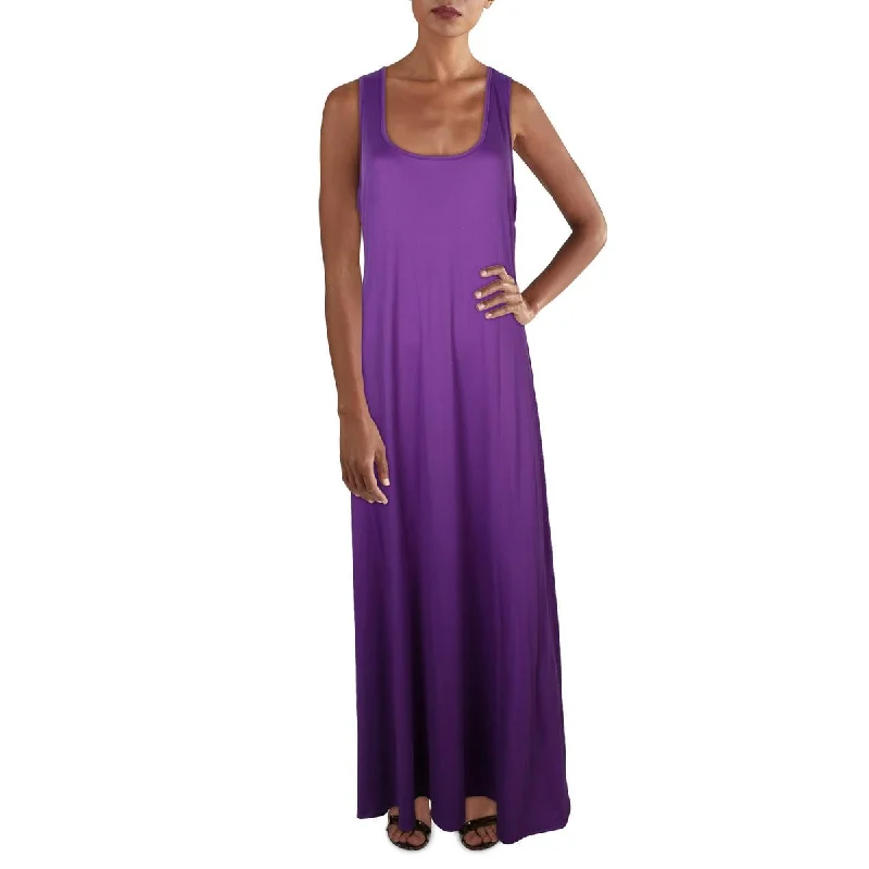 Plus Womens Scoop Neck Sleeveless Maxi Dress