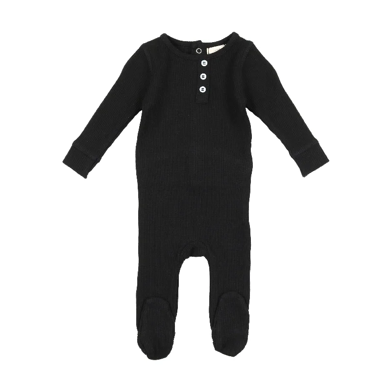 Lil Legs Waffle Footie - Black