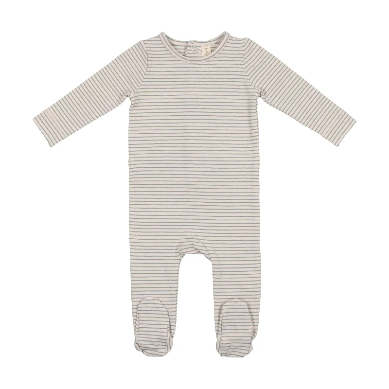 Lilette Signature Striped Footie - Blue Stripe