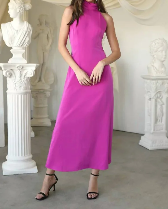 Alize Halter Maxi Dress In Fuchsia