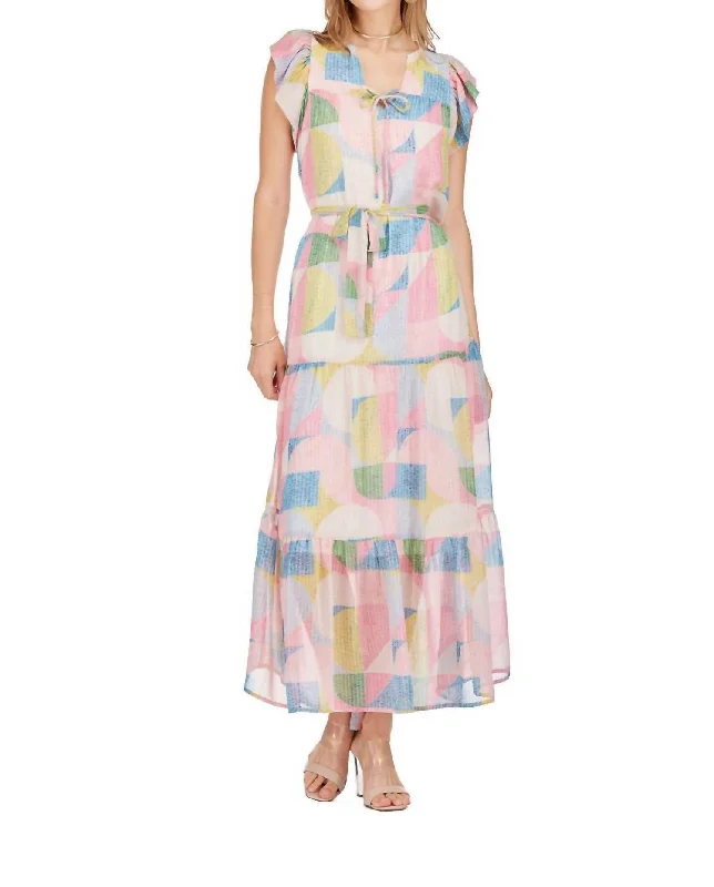 Tiered Maxi Dress In Pastel Abs