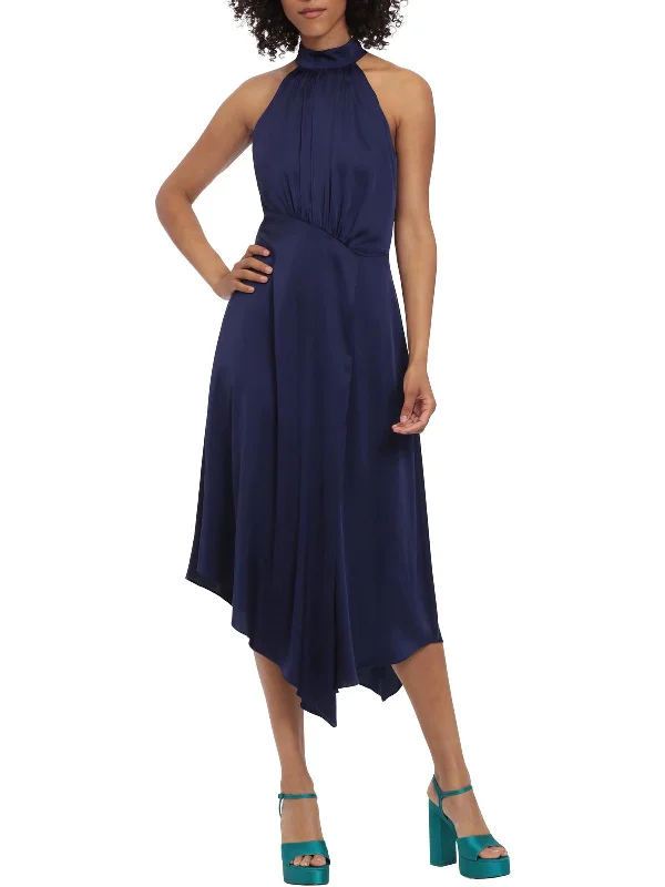 Womens Asymmetric Calf Midi Dress