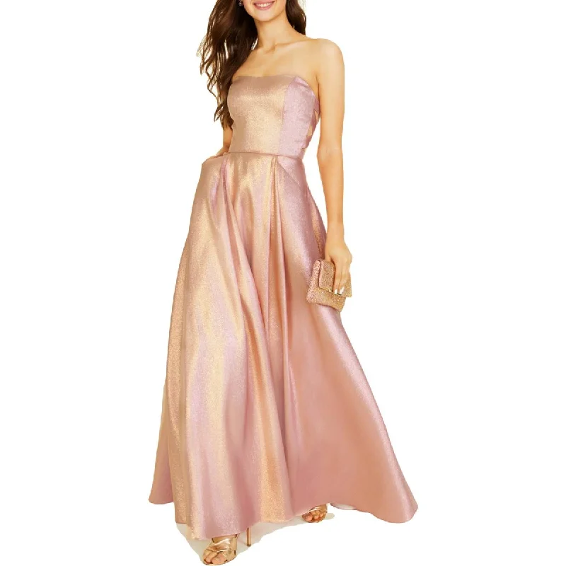 Juniors   Womens Metallic Strapless Evening Dress