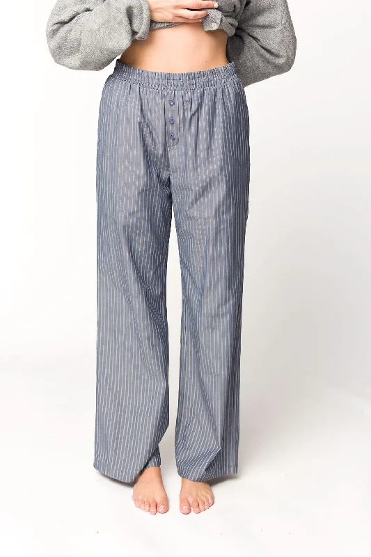 Michelle Striped Pajama Style Pants in Midnight