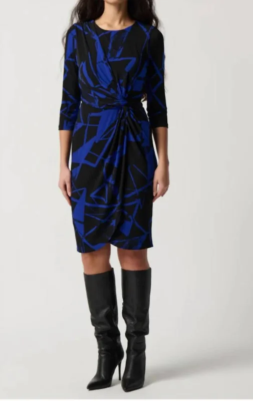 Blue Midi Dress In Black Royal