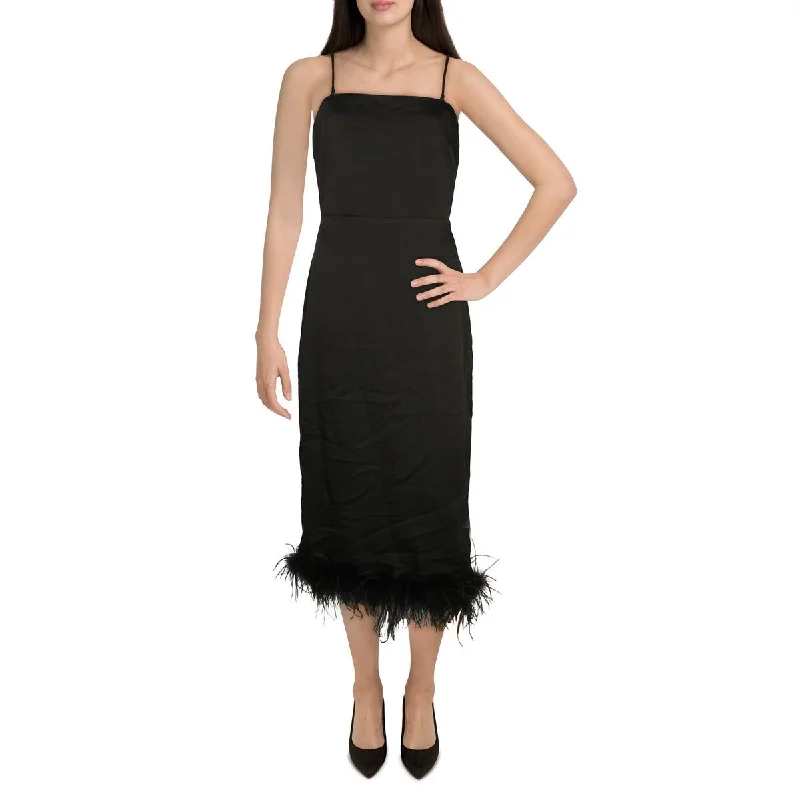 Womens Feathers Strapless Cocktail And Party Dress