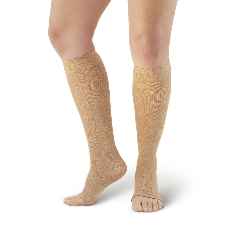 AW 209OT Microfiber Opaque Open Toe Knee Highs 15-20 mmHg