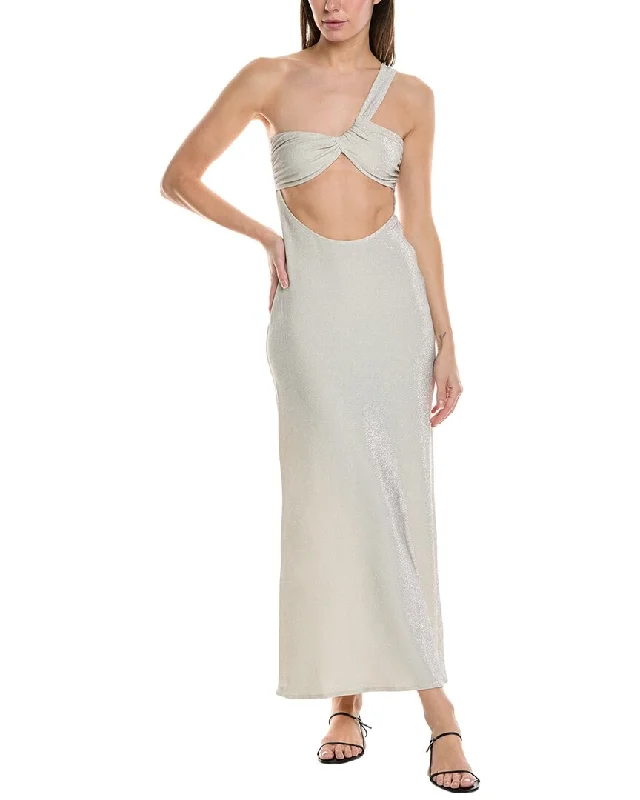 WeWoreWhat Ruched Asymmetrical Knit Maxi Dress