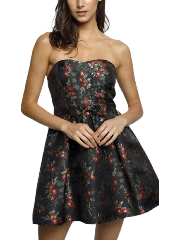 Worth Waiting For Mini Dress In Black/red Floral