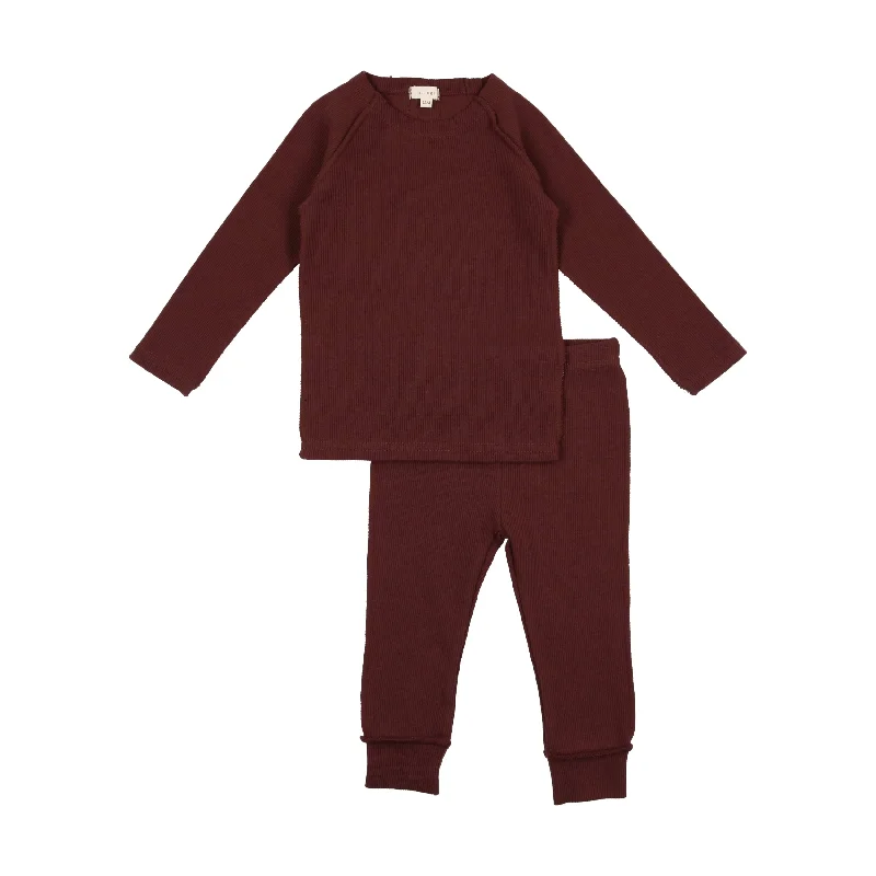 Lil Legs Boys Ribbed Set - Brick