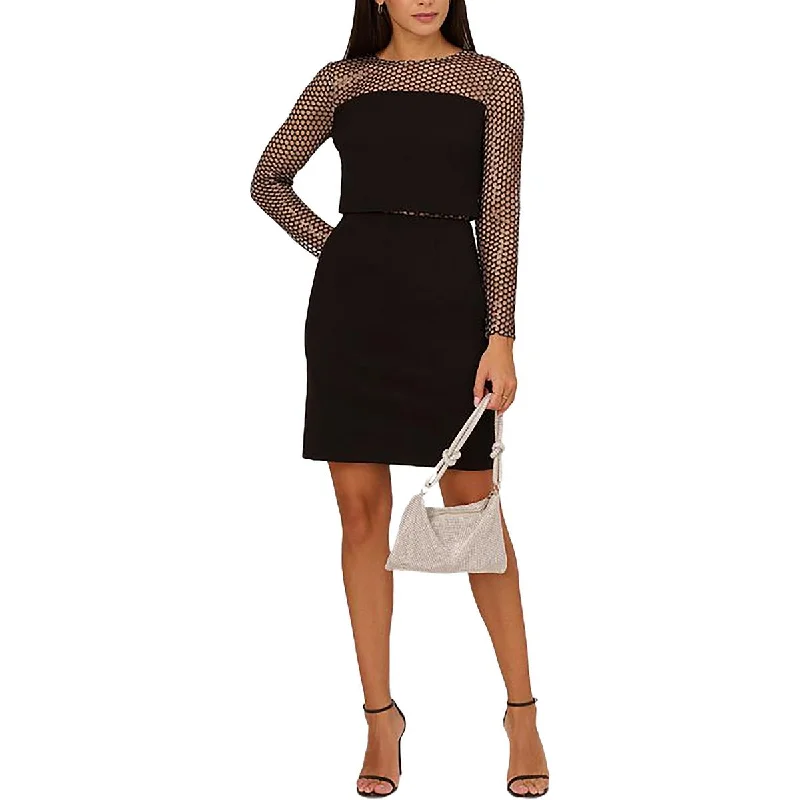 Womens Mesh Inset Mini Sheath Dress