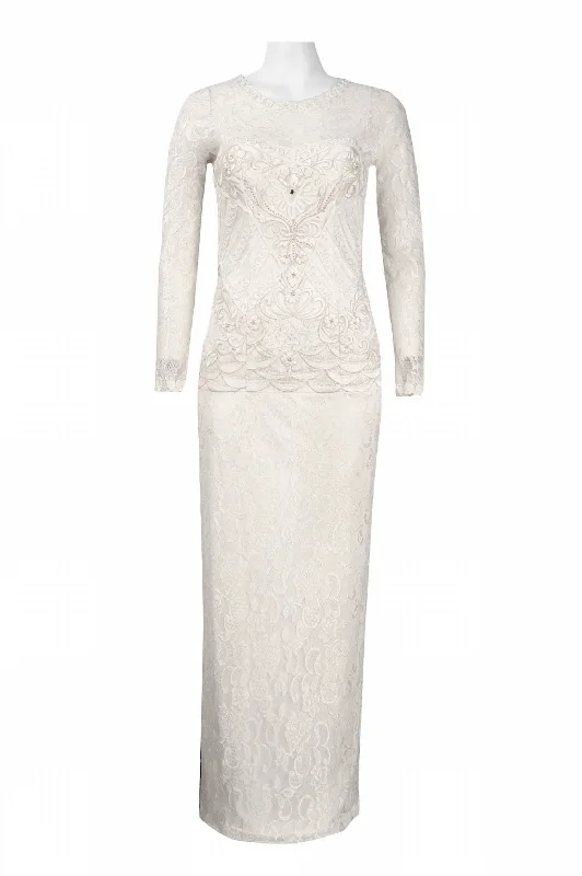 Floral Lace Evening Dress In White