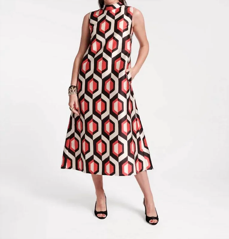 Diplomat Maxi Dress In Oyster/red