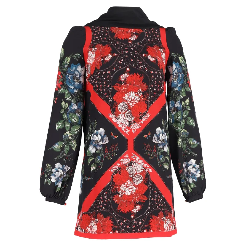 Alexander Mcqueen Printed Knitted Mini Dress with Scarf in Multicolor Silk