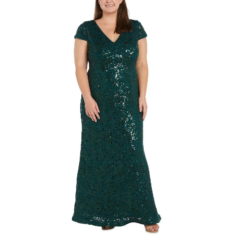 Plus Womens Sequined Long Evening Dress