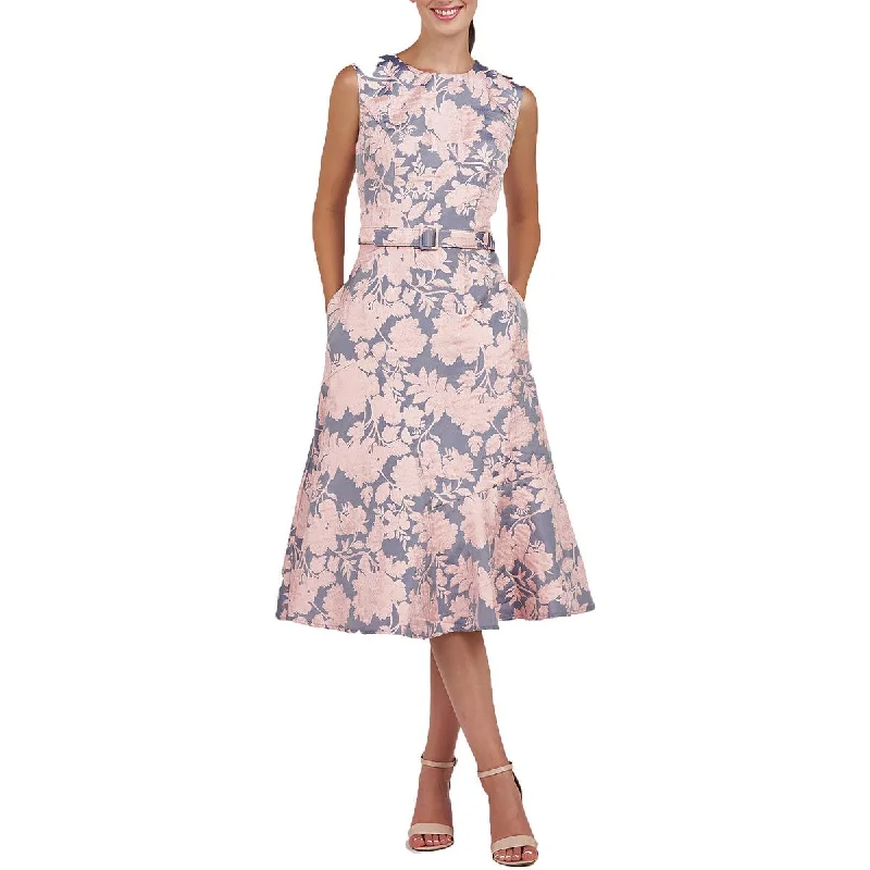 Womens Floral Knee-Length Cocktail And Party Dress