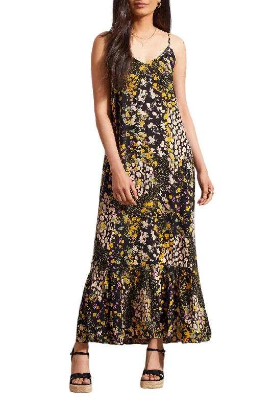 Maxi Dress With Bottom Frill In Limncello