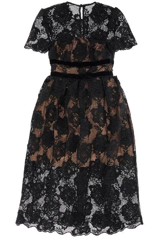 Self Portrait Women's Midi Lace Dress With Bows