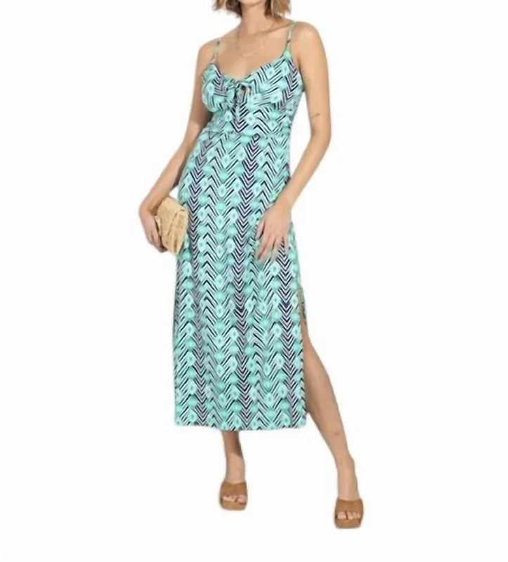 Barbados Maxi Dress With Slit In Mint