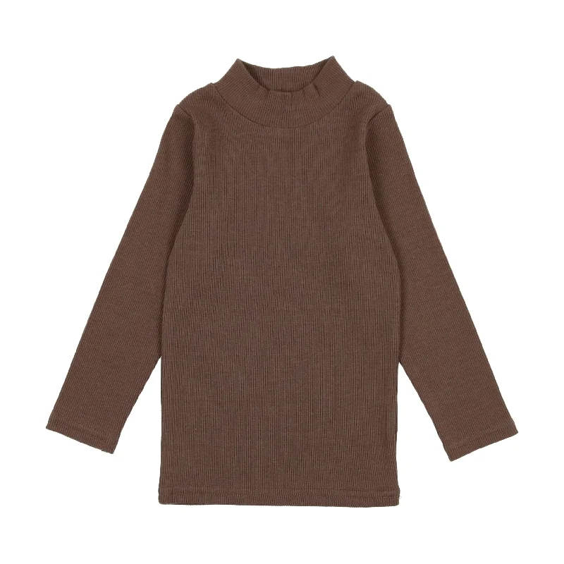 Lil Legs Ribbed Mock Neck - Taupe