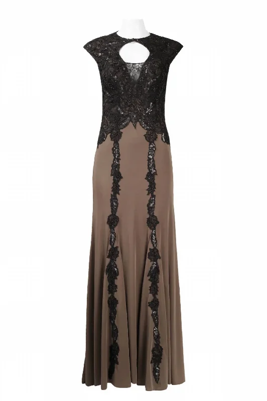 Sequined Evening Dress In Taupe