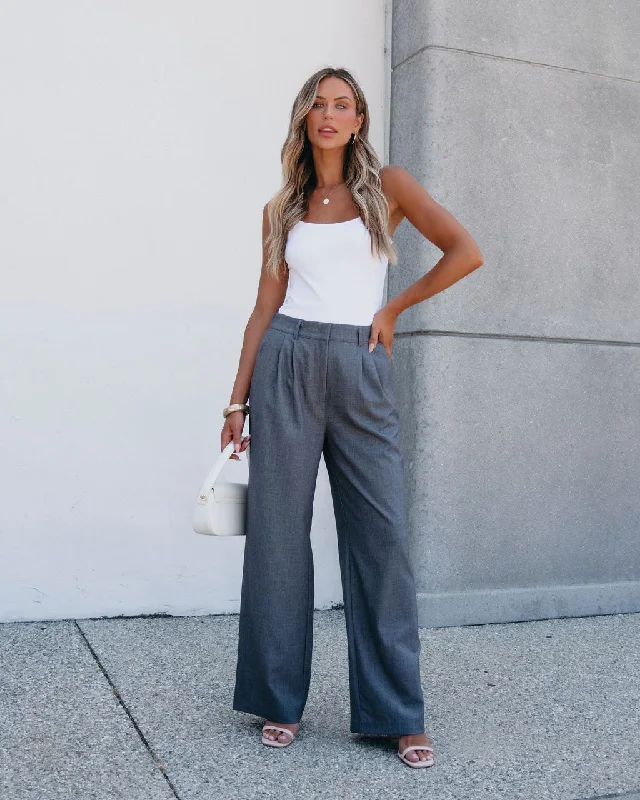 On Your Way Grey Pleated Trousers - FINAL SALE