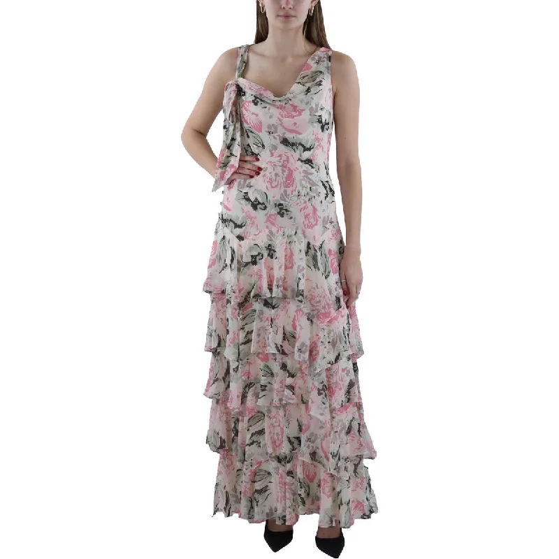 Womens Tiered Maxi Evening Dress