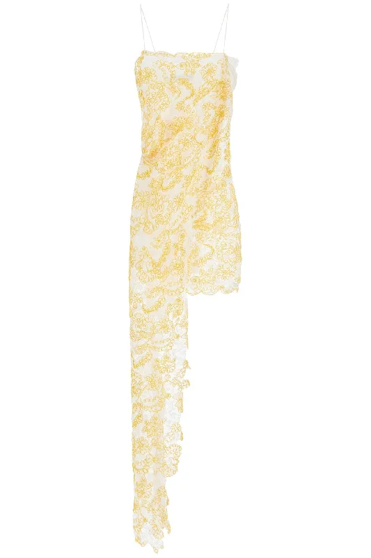 Christopher Esber Women's Mini Dress In yellow Floral Lace With Adjustable Straps