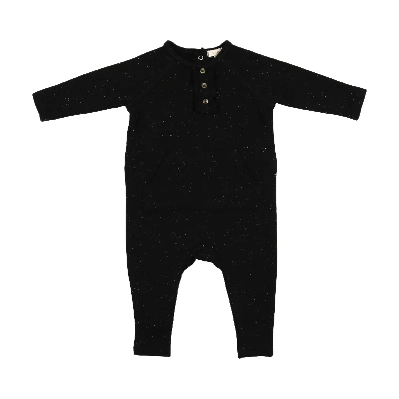 Lil Legs Girls Footless Romper - Black Speckle