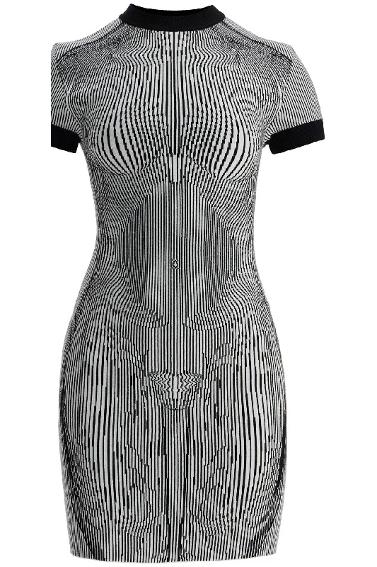 Jean Paul Gaultier Women's Short Dress In  Striped Jacquard Viscose