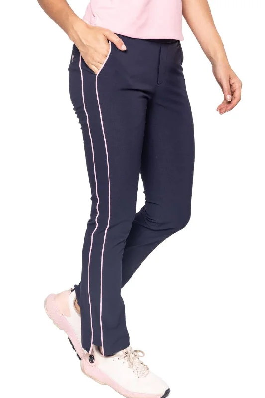 Navy/Rose Pink Stretch Ankle Pant