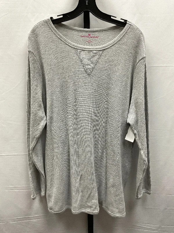 Top Long Sleeve Basic By Woman Within In Grey, Size: 1x