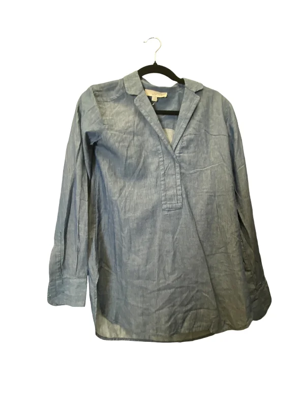 Top Long Sleeve By Loft In Blue Denim, Size: Xs