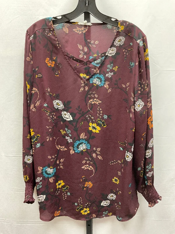 Top Long Sleeve By Maurices In Floral Print, Size: Xl