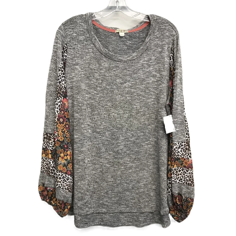 Top Long Sleeve By One World In Grey, Size: Xl