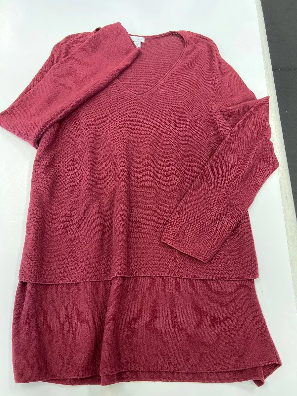 Top Long Sleeve By Pure Jill In Red, Size: L